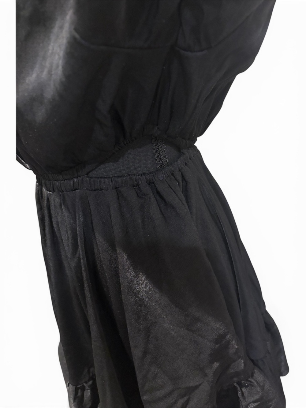 HYFVE Black V-Neck Long Sleeve Tiered Mini Dress - Picture 3 of 4